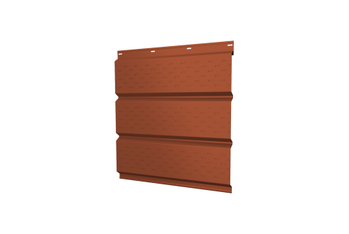 Софит металлический полная перфорация 0,5 Satin с пленкой RAL 8004 терракота