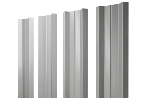 Штакетник М-образный А с прямым резом 0.5 Satin RAL 9006 бело-алюминиевый