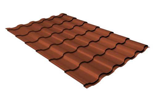 Металлочерепица кредо Grand Line 0,45 Drap TX RAL 8004 терракота