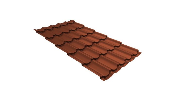Металлочерепица квинта плюс 0,45 Drap TX RAL 8004 терракота