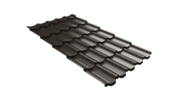 Металлочерепица  квинта плюс Grand Line c 3D резом 0,45 Drap-double TX RR 32 темно-коричневый