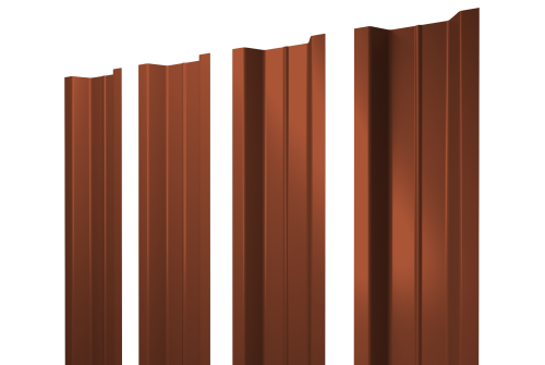 Штакетник П-образный В с прямым резом 0,5 Satin RAL 8004 терракота