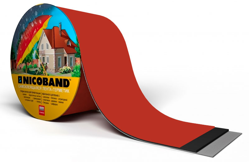 Лента герметизирующая Технониколь Nicoband самоклеящаяся 3мх7.5см, красная