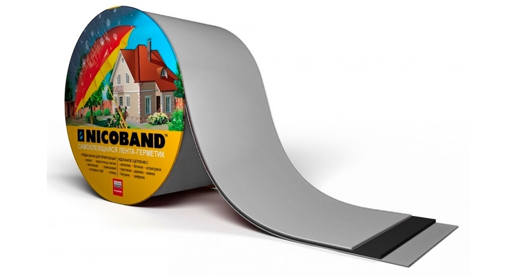 Лента герметизирующая Технониколь Nicoband самоклеящаяся 3мх10см, серебристая