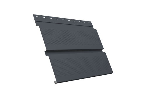 Софит металлический Квадро Брус с перфорацией 0,5 Satin с пленкой RAL 7024 мокрый асфальт